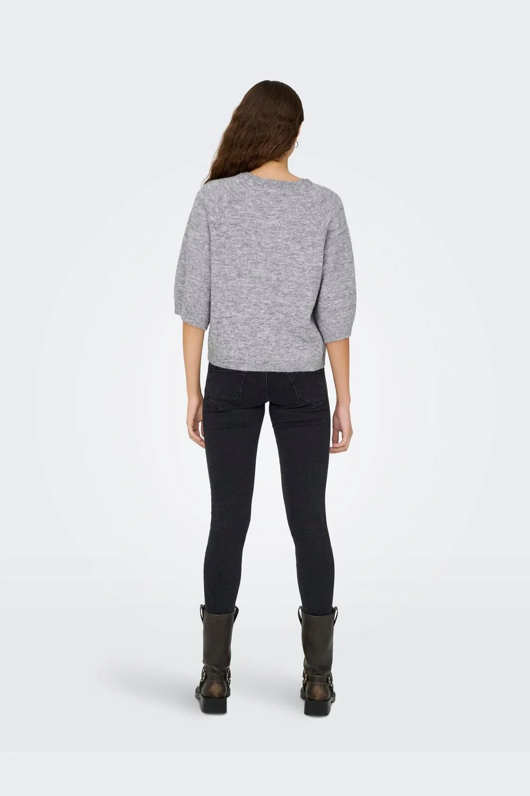 JDY - Jdyalva Life 3/4 Embellish Pull Knt - 4957225 Medium Grey Melange W. Silver Embellishment - Image 4