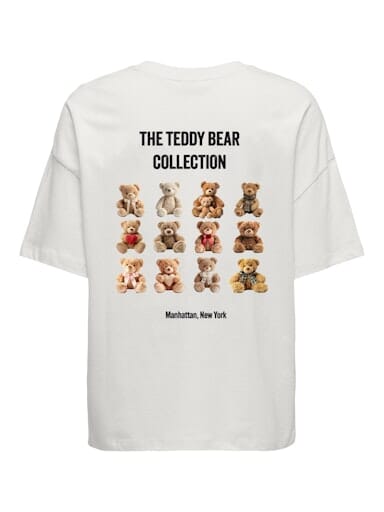 JDY - Jdycarla Front/Back Print T-Shirt - 4965614 Cloud Dancer Teddy Bear Collection - Image 2