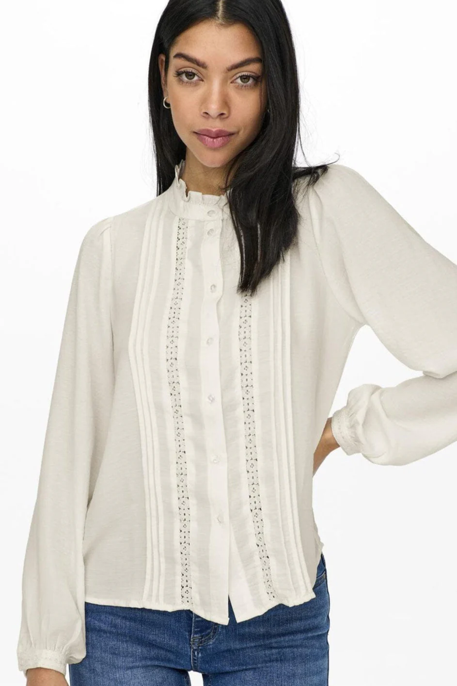 JDY - Jdyellis Life L/S Lace Shirt - 3844203 Cloud Dancer - Image 4
