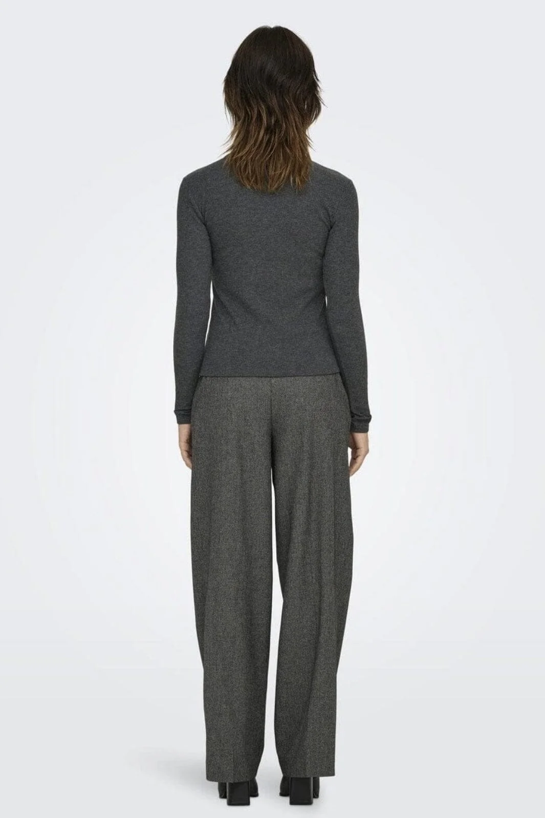 JDY - Jdyfreya L/S Button Top - 4611739 Dark Grey Melange Melange - Image 6