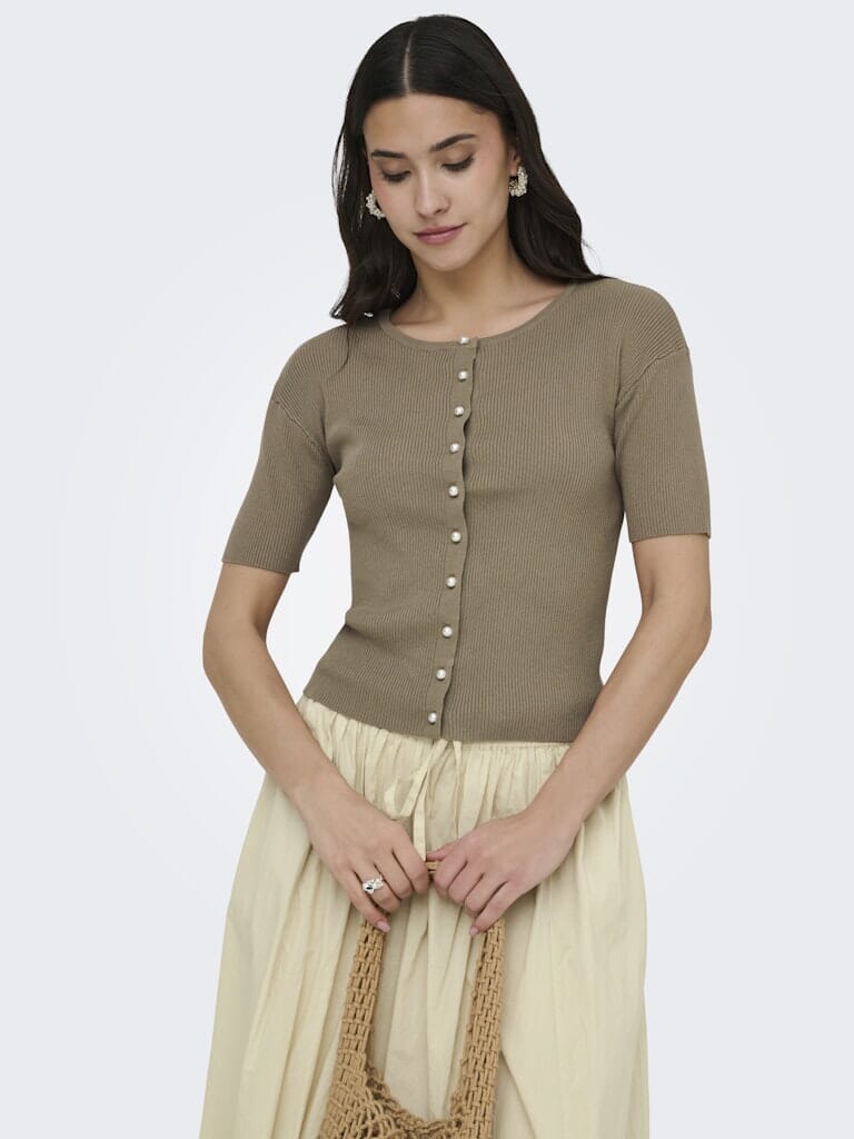 JDY - Jdygaby 2/4 O-Neck Pearl Cardigan Knt - 4968488 Greige - Image 5