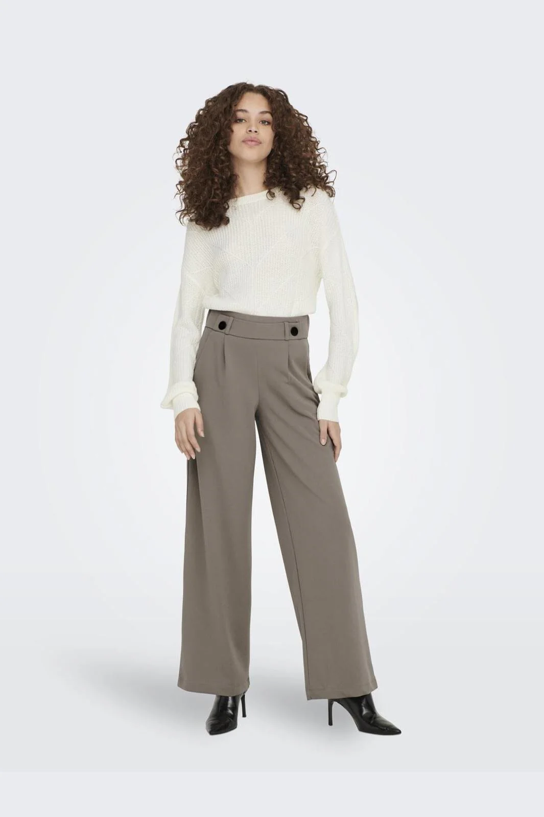 JDY - JDYgeggo New Long Pant - 3722977 Driftwood Black Buttons - Image 2