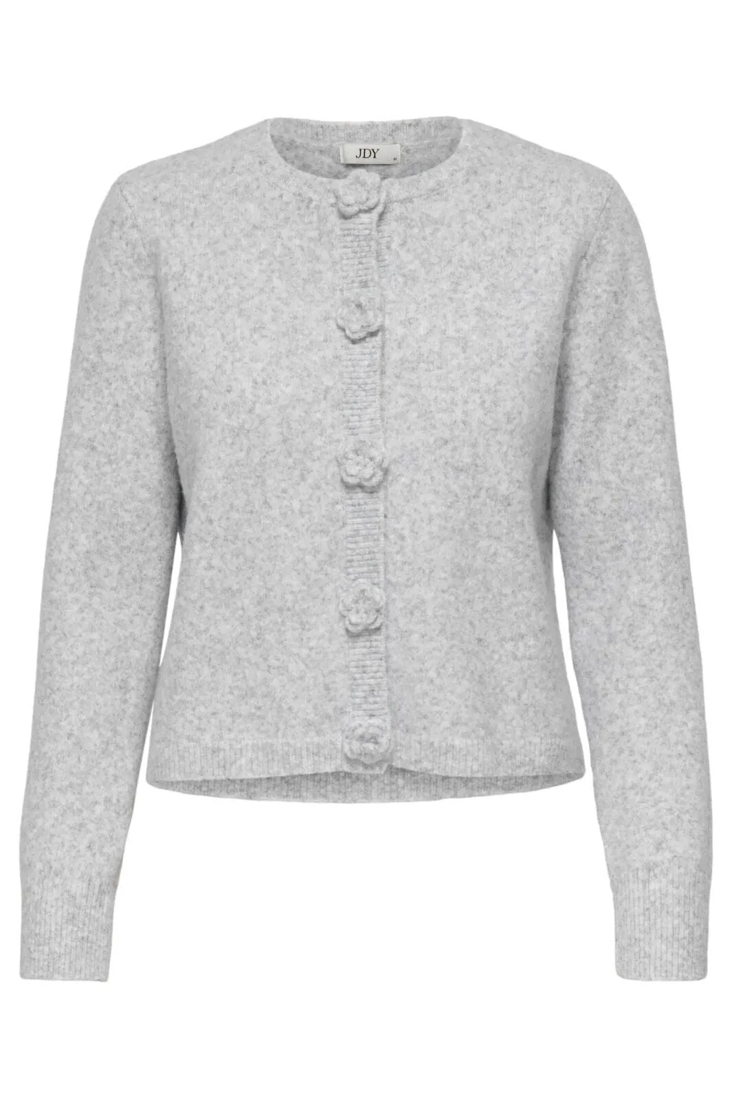 JDY - Jdyhaylee L/S Flower Cardigan Knt - 5021961 Light Grey Melange