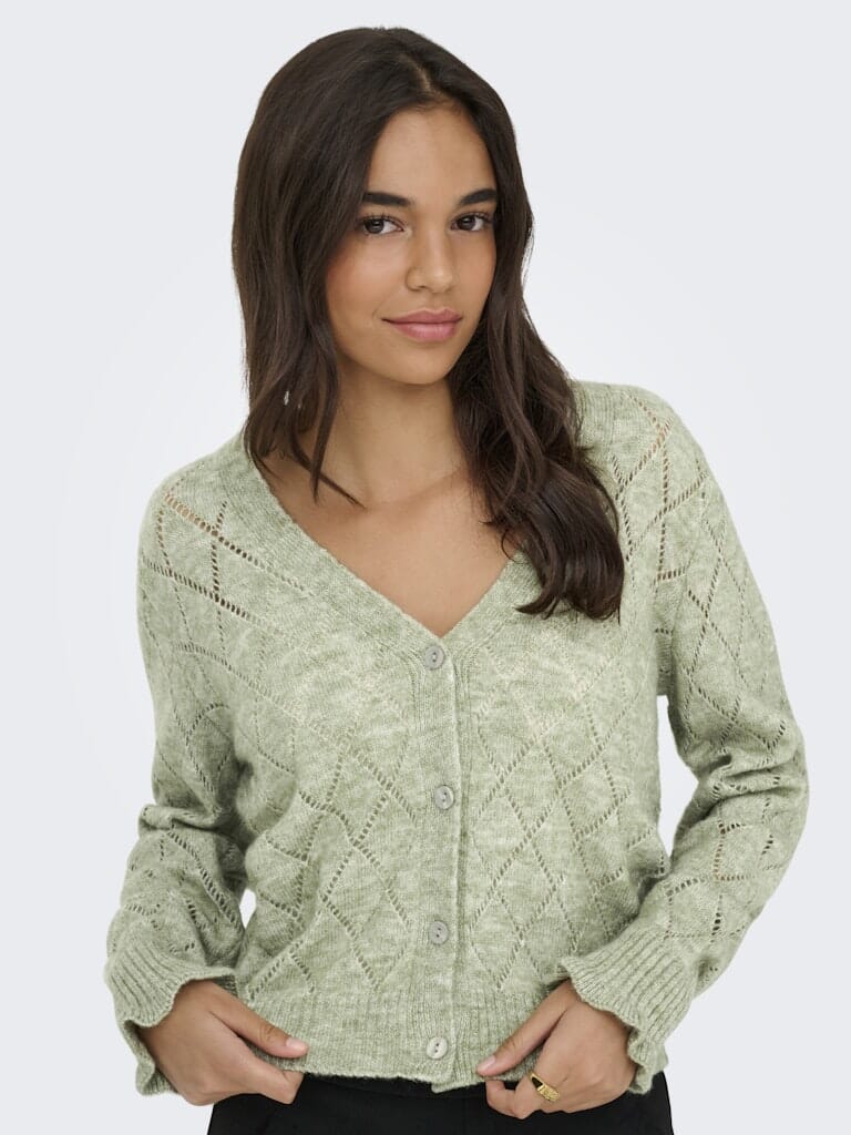 JDY - Jdyletty L/S V-Neck Struc Cardi Knt - 4963472 Seagrass Melange - Image 3