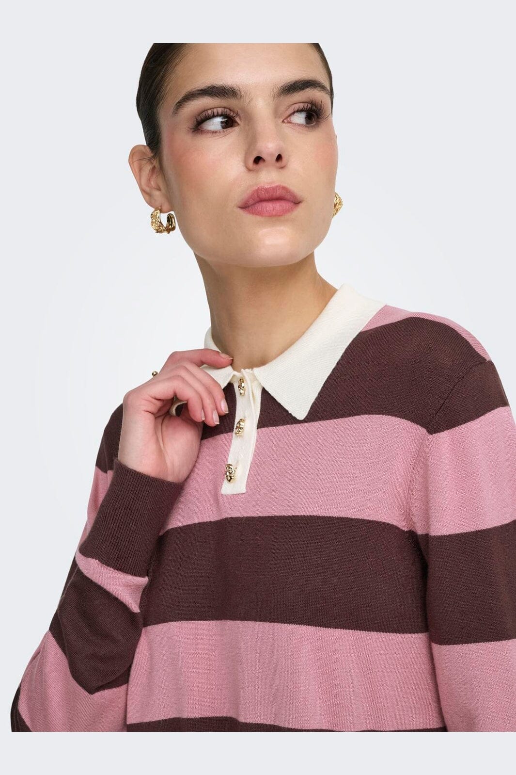 JDY - Jdynaima L/S Polo Pullover Knt - 5077092 Chicory Coffee W. Lilas - Image 6
