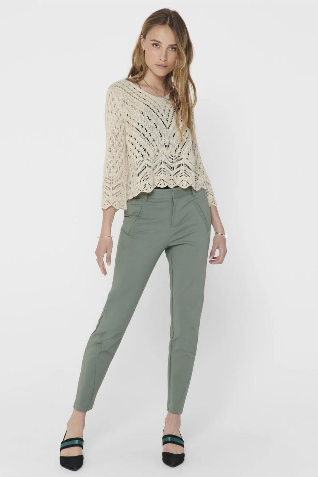 JDY - Jdynew Sun 3/4 Cropped Pullover Knt - 3453199 Tapioca - Image 4