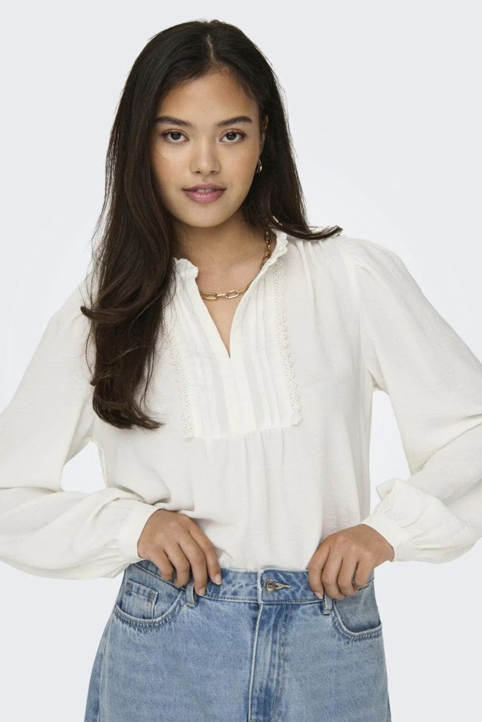 JDY - Jdyrachel Life L/S Pintuck Top - 4505028 Cloud Dancer - Image 7