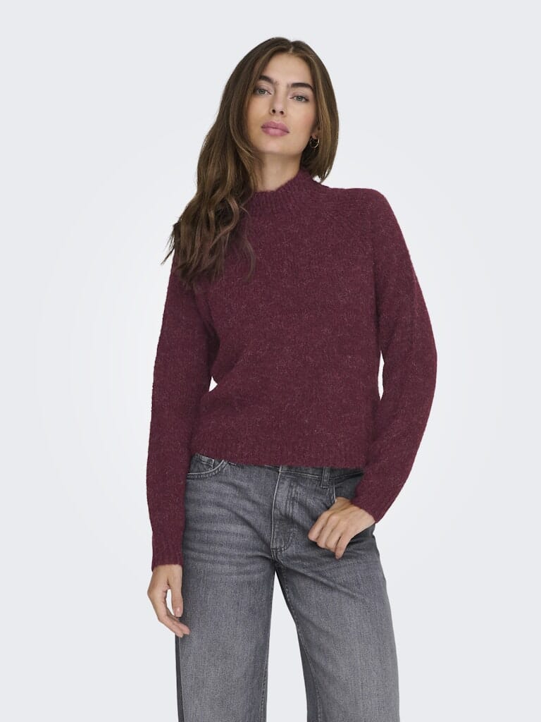 JDY - Jdyzoey Life L/S Hn Raglan Pul Knt - 4890258 Maroon Banner Melange - Image 3
