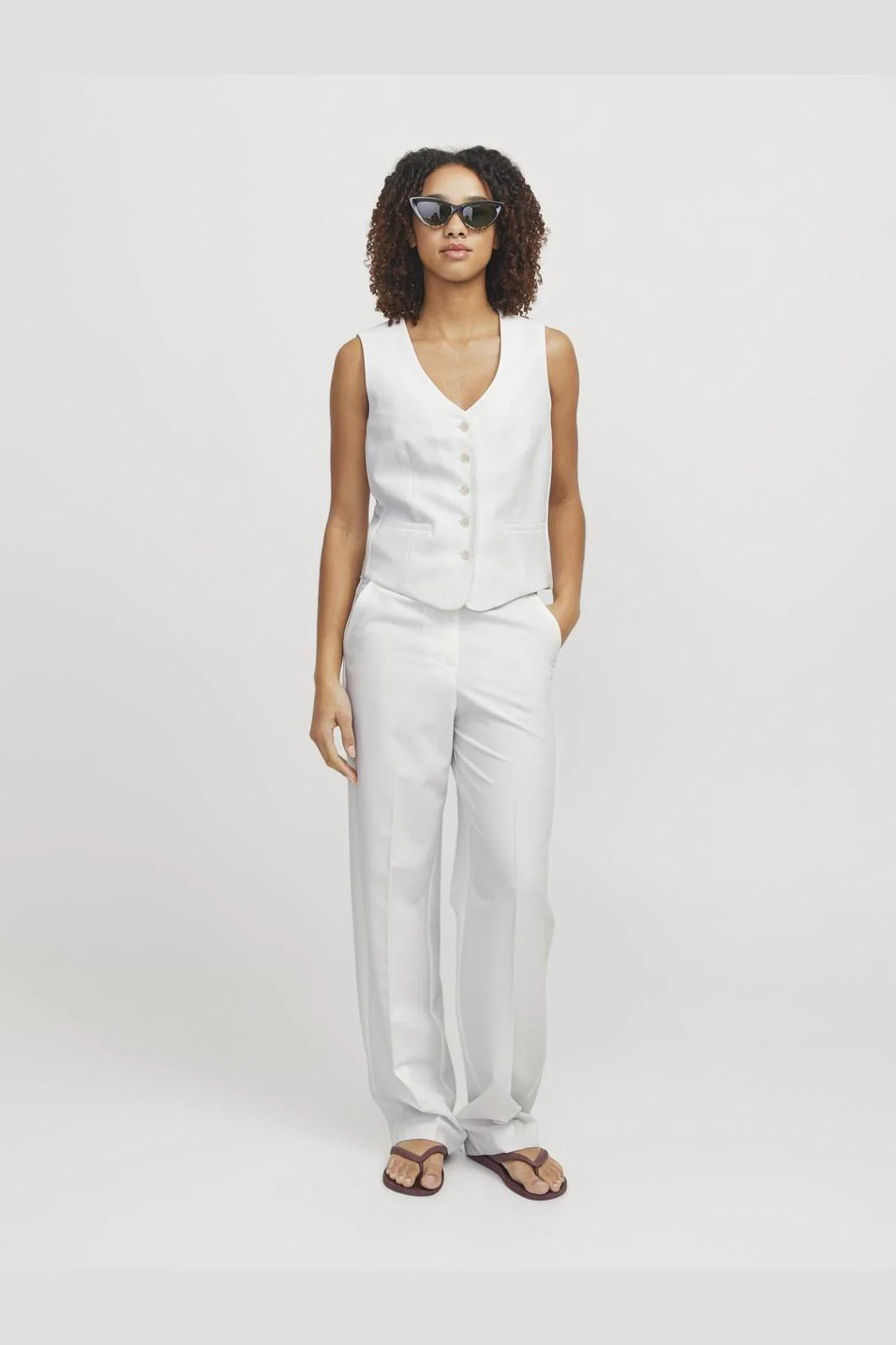 Jjxx - Jxana Mary Waistcoat Tlr - 4715168 Star White - Image 3