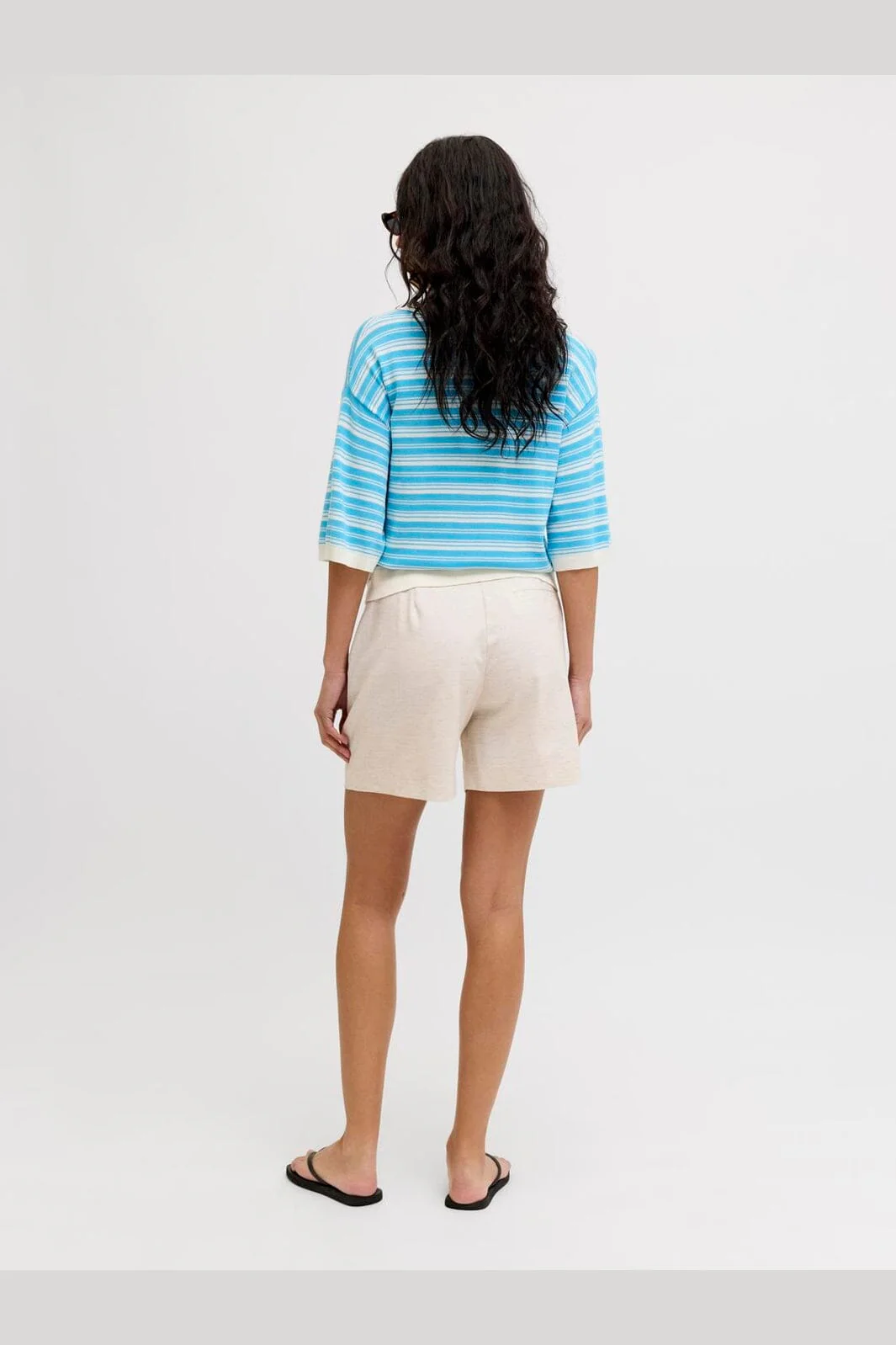 Jjxx - Jxaya Structured Wide Shorts Tlr Sn - 4919610 Feather Gray White Melange - Image 3