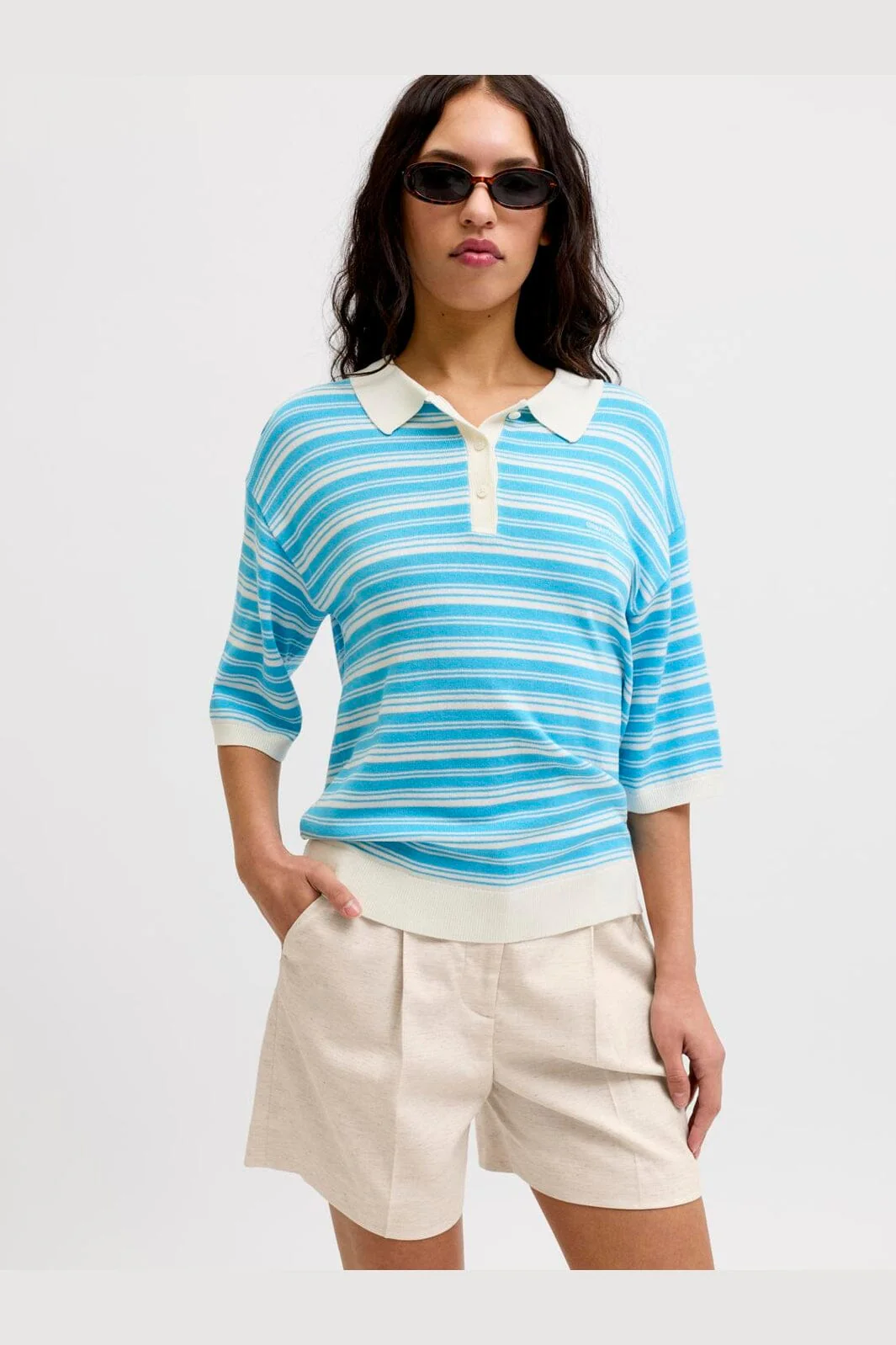 Jjxx - Jxaya Structured Wide Shorts Tlr Sn - 4919610 Feather Gray White Melange - Image 8