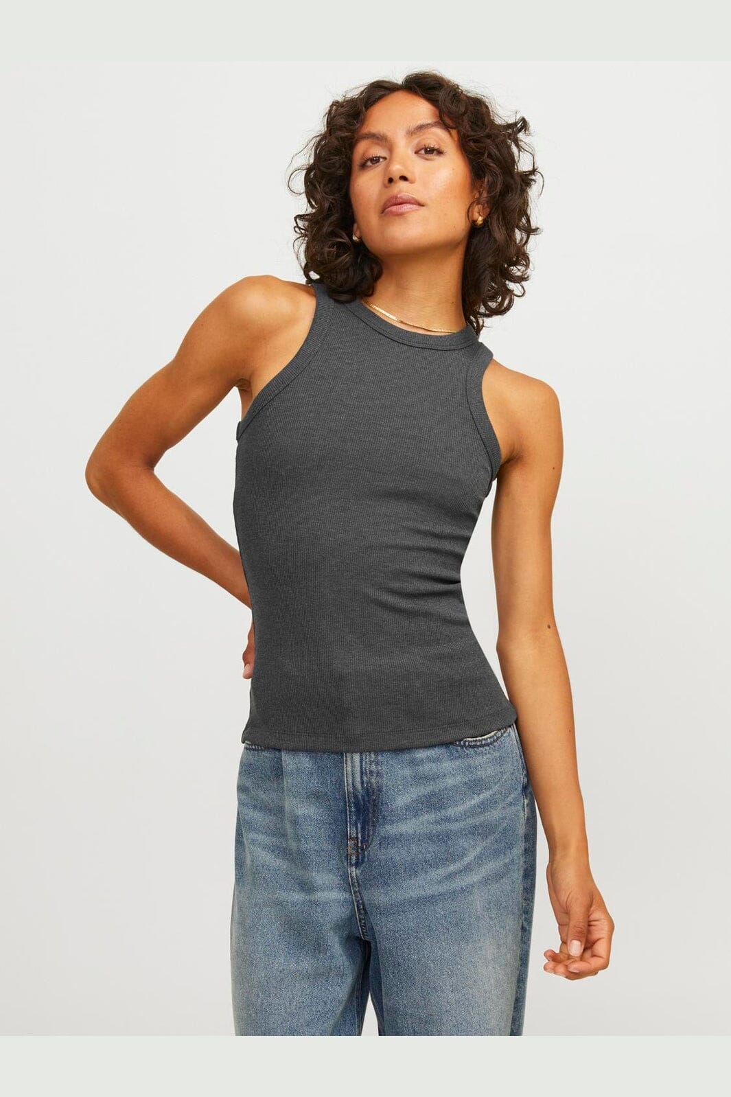 Jjxx - Jxforest Str Sl Rib Top - 4515882 Dark Grey Melange - Image 2