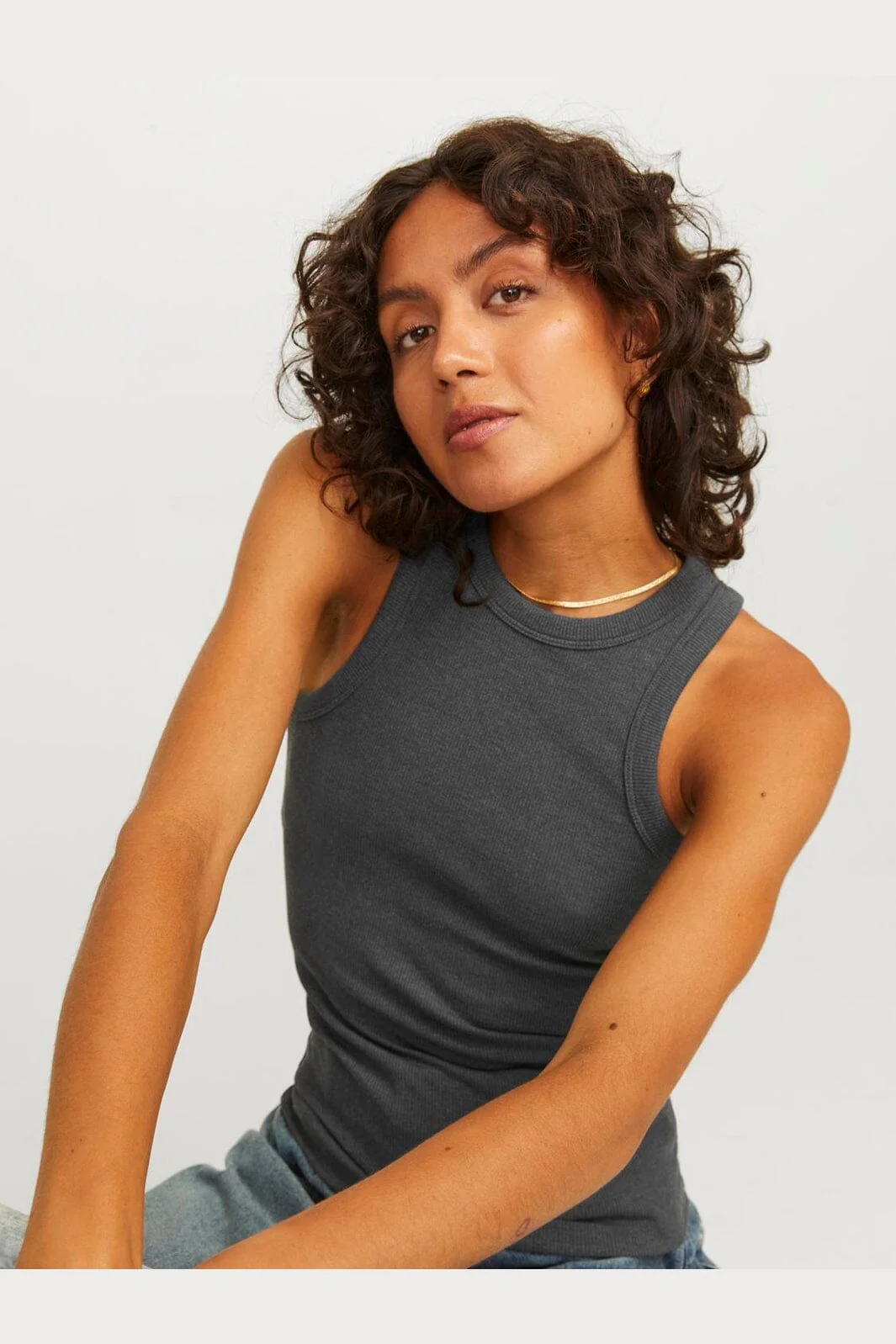 Jjxx - Jxforest Str Sl Rib Top - 4515882 Dark Grey Melange - Image 8
