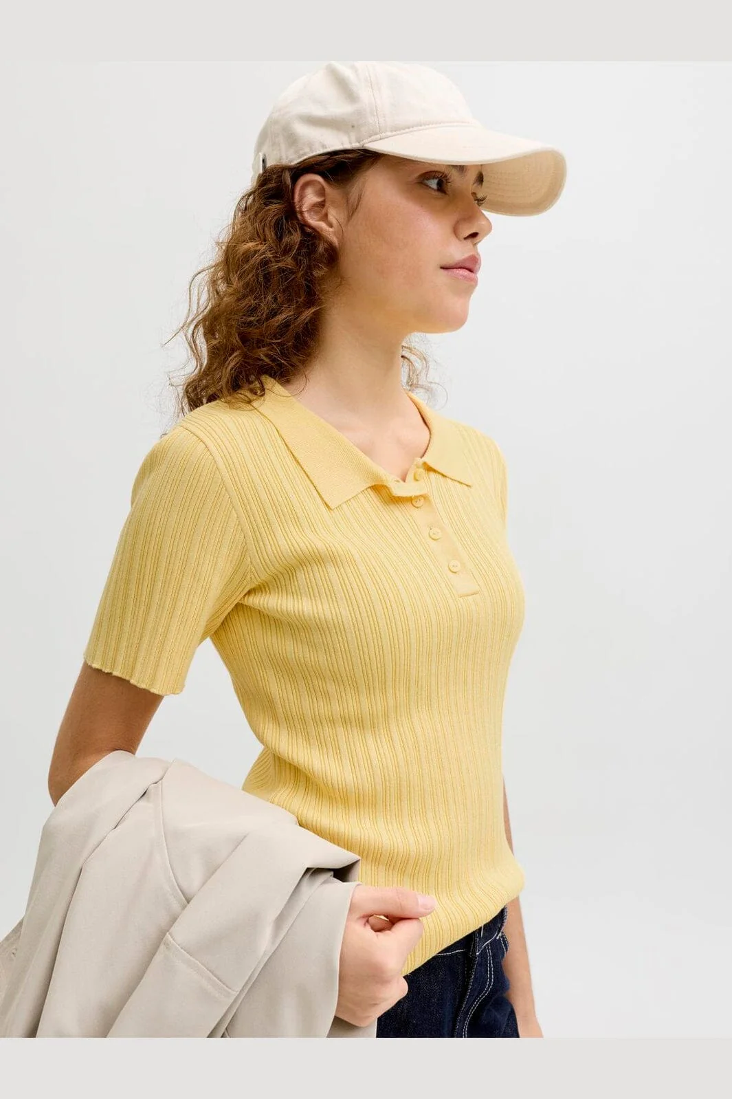 Jjxx - Jxhadley Tight Ss Polo Knit - 4916146 Sunlight - Image 8