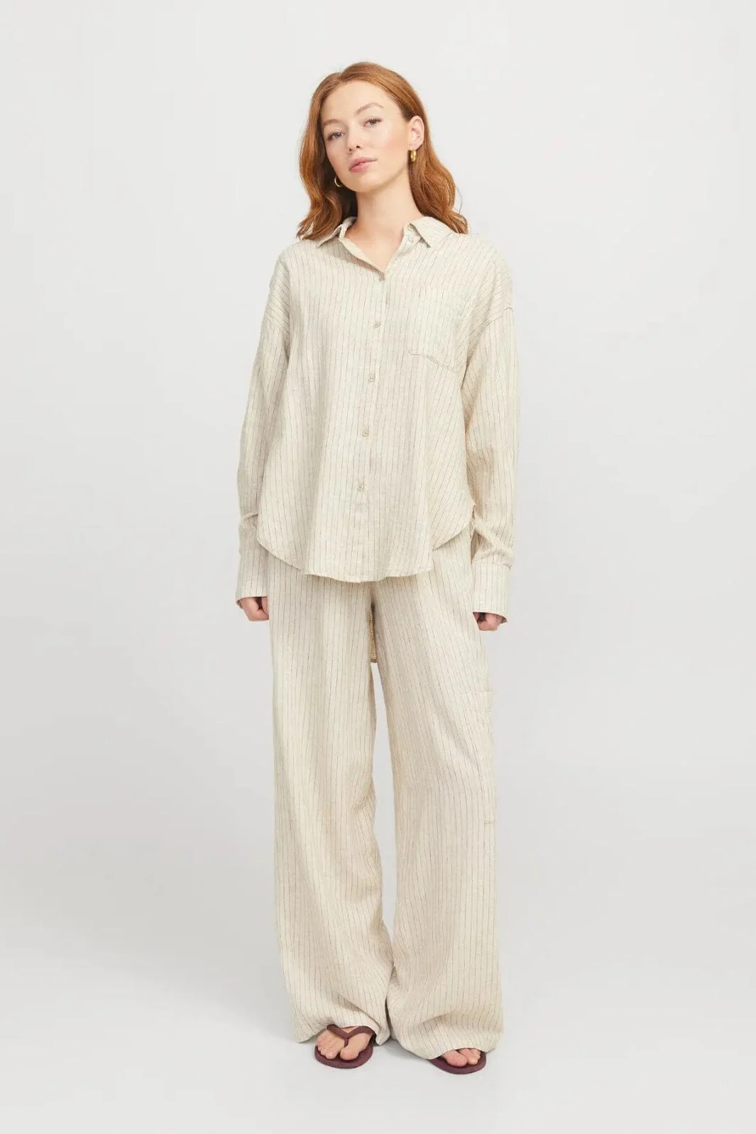 Jjxx - Jxjamie Breeze Summer Ls Shirt Sn - 4653032 Feather Gray Pinstripe - Image 4