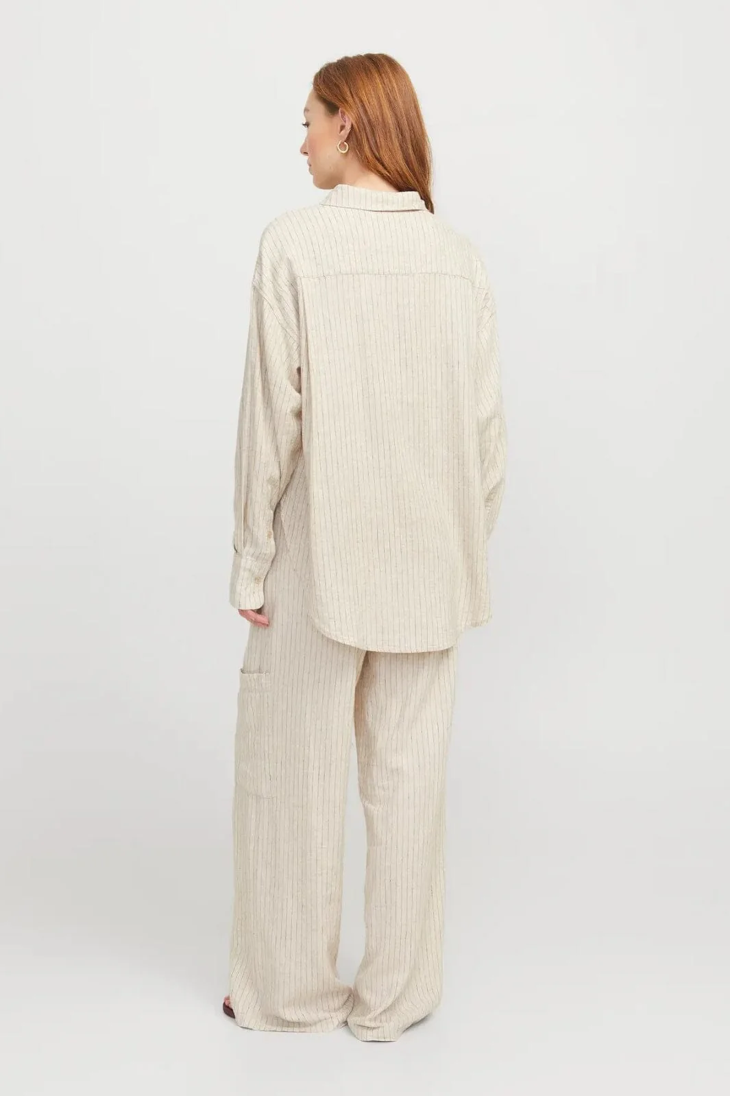 Jjxx - Jxjamie Breeze Summer Ls Shirt Sn - 4653032 Feather Gray Pinstripe - Image 5