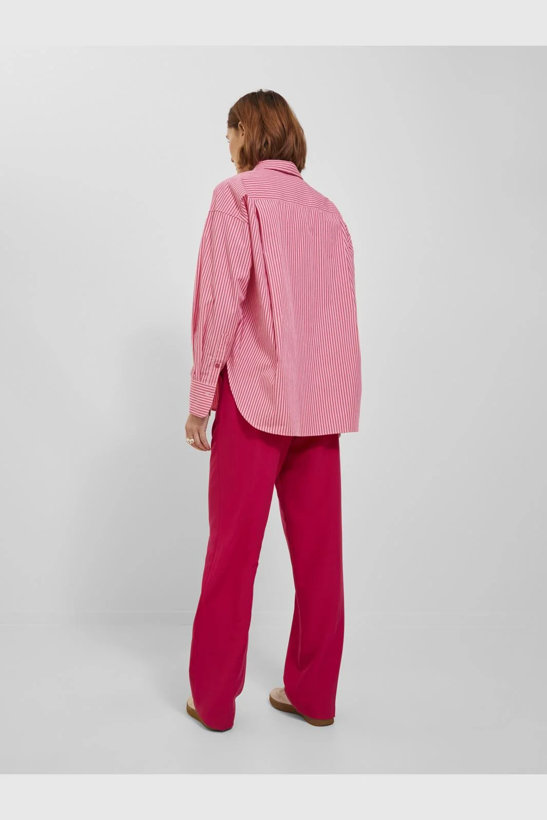Jjxx - Jxjamie Ls Relaxed Poplin Shirt - 4235856 Cerise Stripe - Image 5