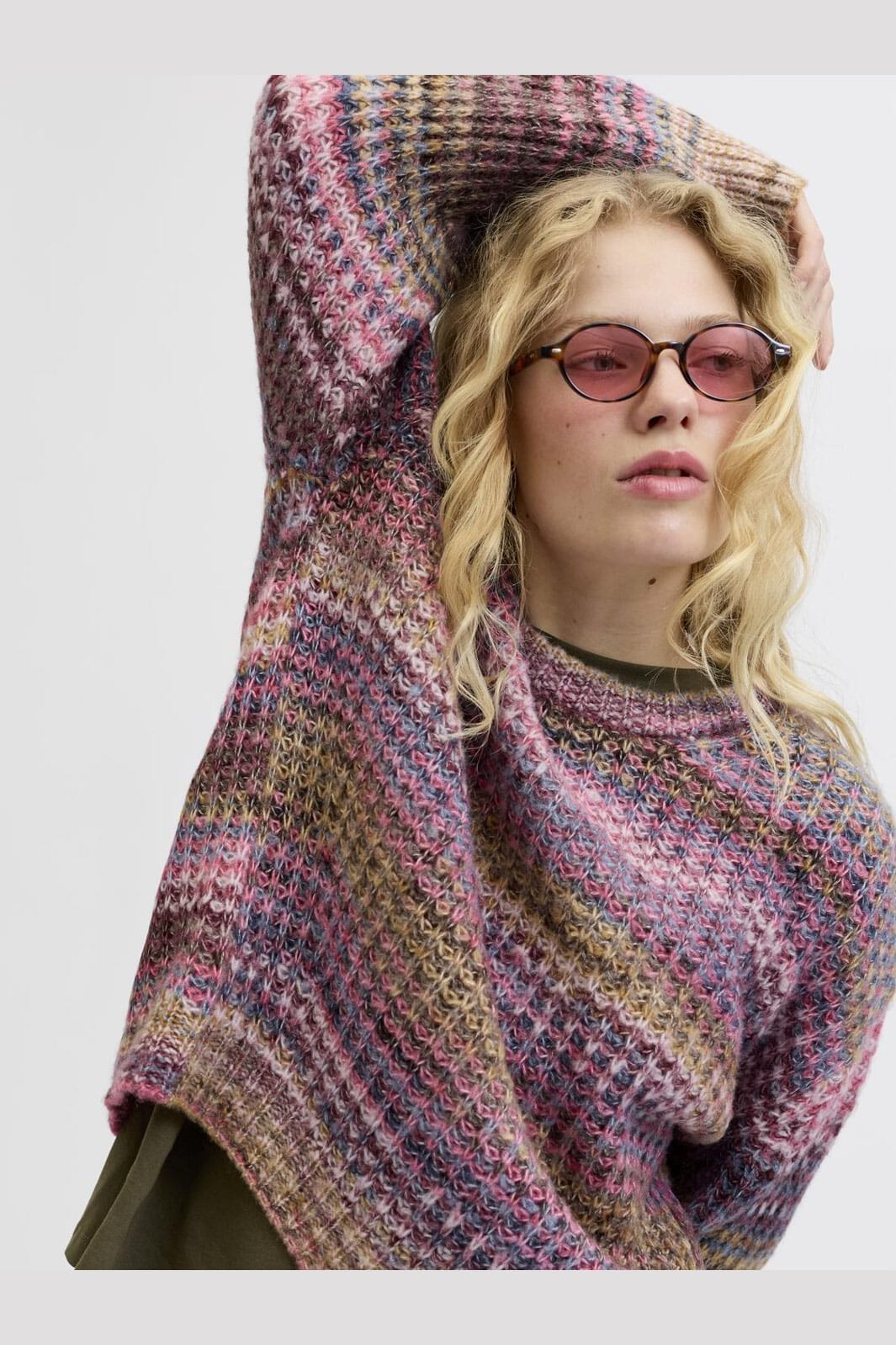 Jjxx - Jxsimone Space Dye Crew Neck Knit Sn - 4809111 Cabernet /Multi Space Dye - Image 8