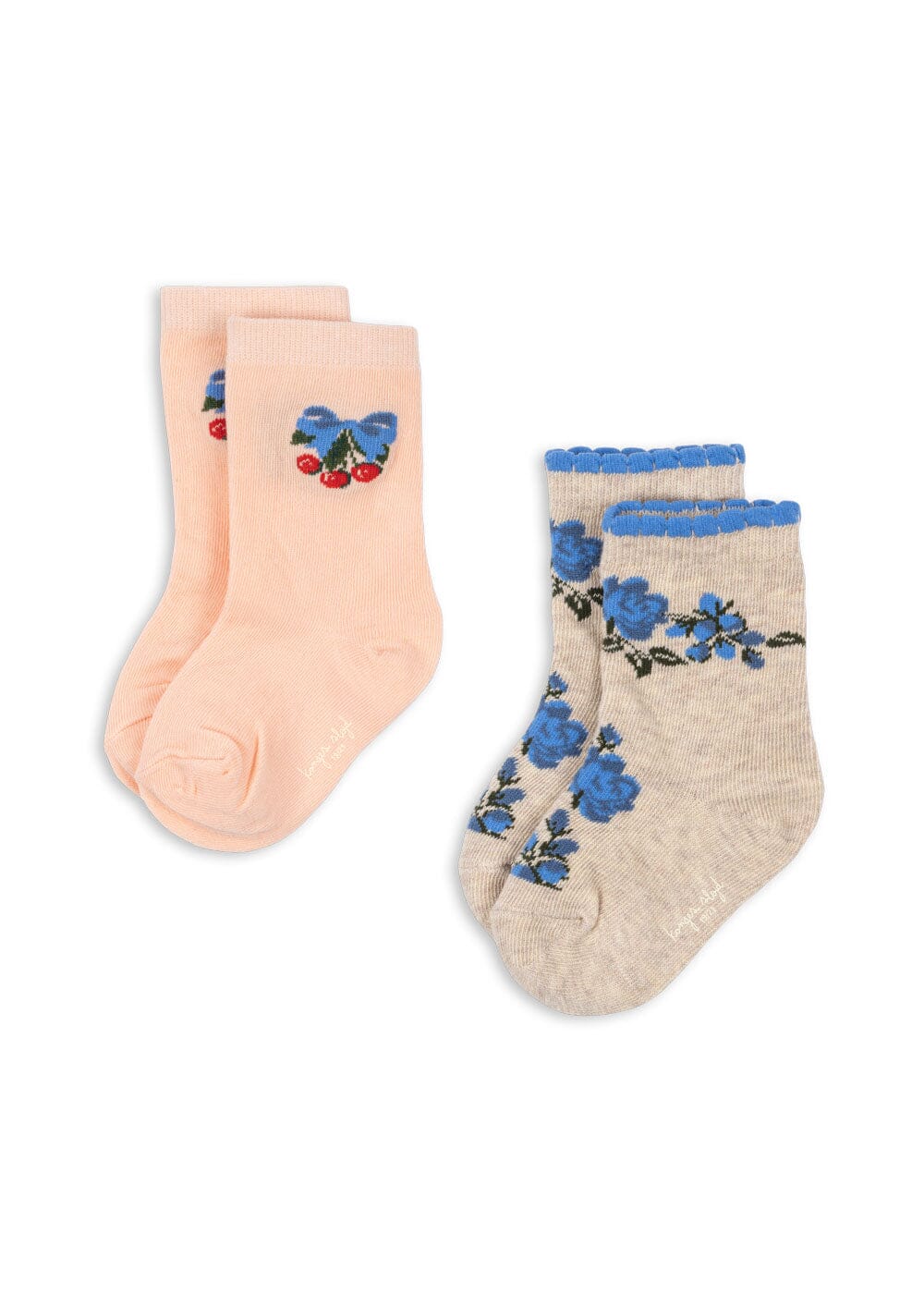 Konges Sløjd - 2 Pack Flower And Cherry Jacquard Socks Ks104584 - Amarena/tramonto - Image 2