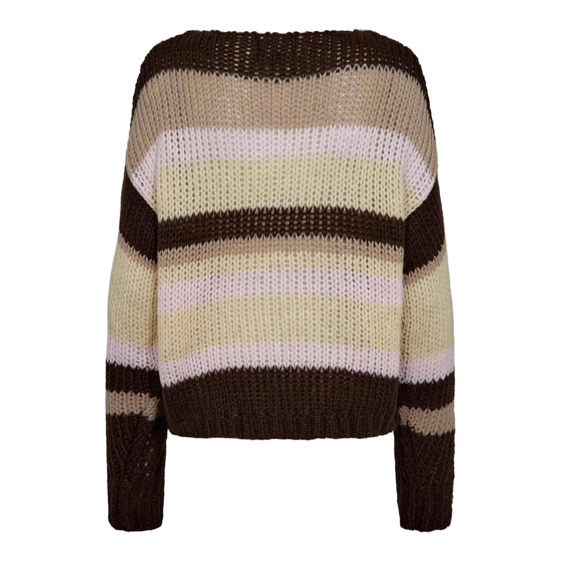 Liberte - Frodine Stripe Pullover 22261 - Choco Rose Ivory Stripe - Image 4