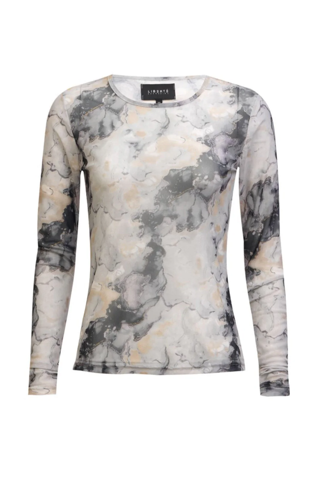 Liberte - Mesh Ls Tshirt 22065 - Black Grey Marble - Image 2