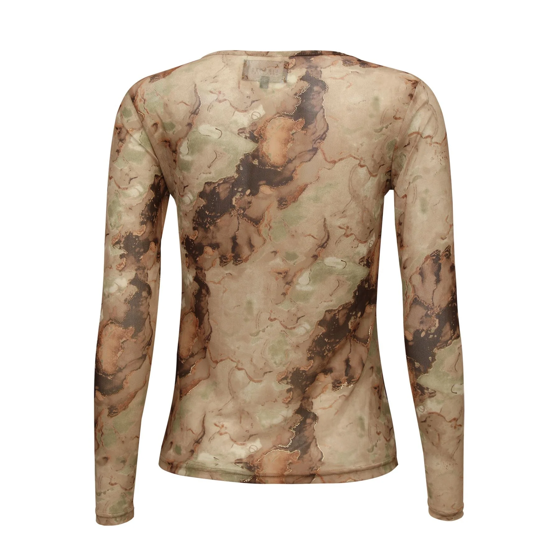 Liberte - Mesh-Ls-Tshirt 22065 - Brown Gold Marble - Image 3