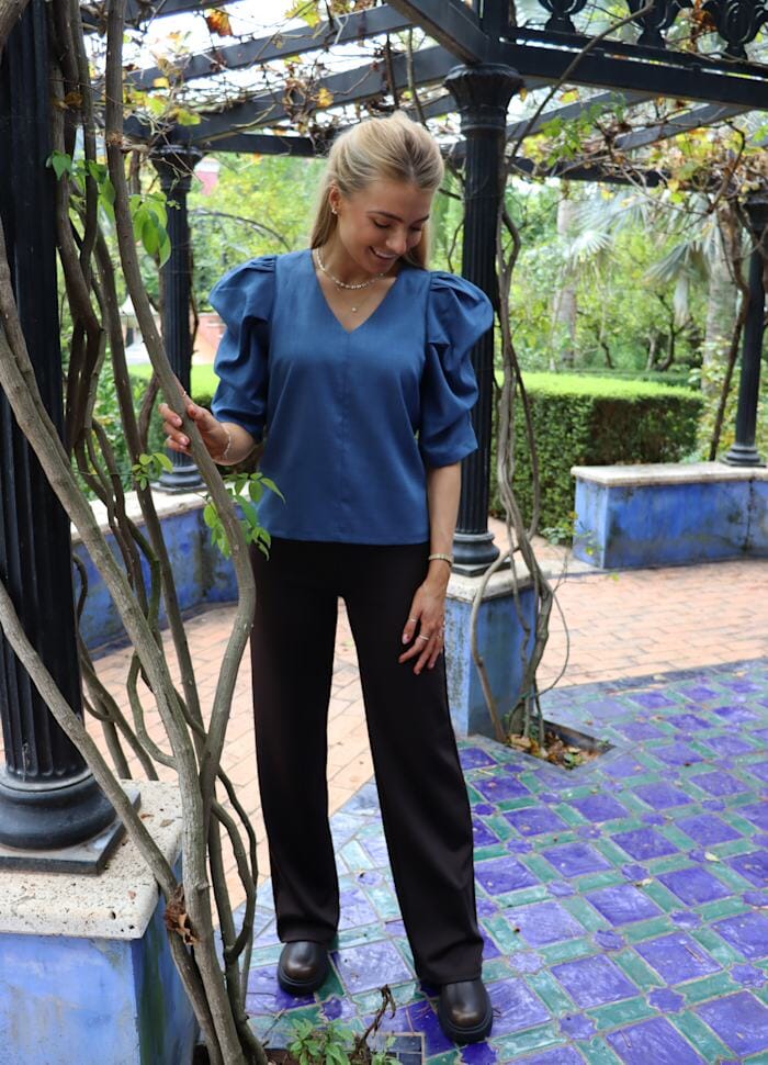 Liberte - Winnie Vneck Blouse 22358 - Dusty Blue - Image 2