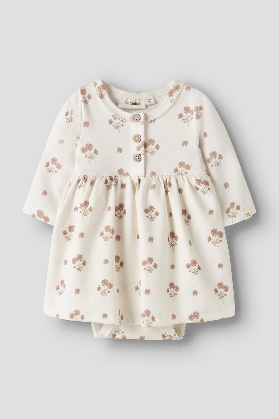 Lil' Atelier - Nbflayo Sif Ls Body Dress Lil - 5033047 Coconut Milk Flower Pink - Image 3
