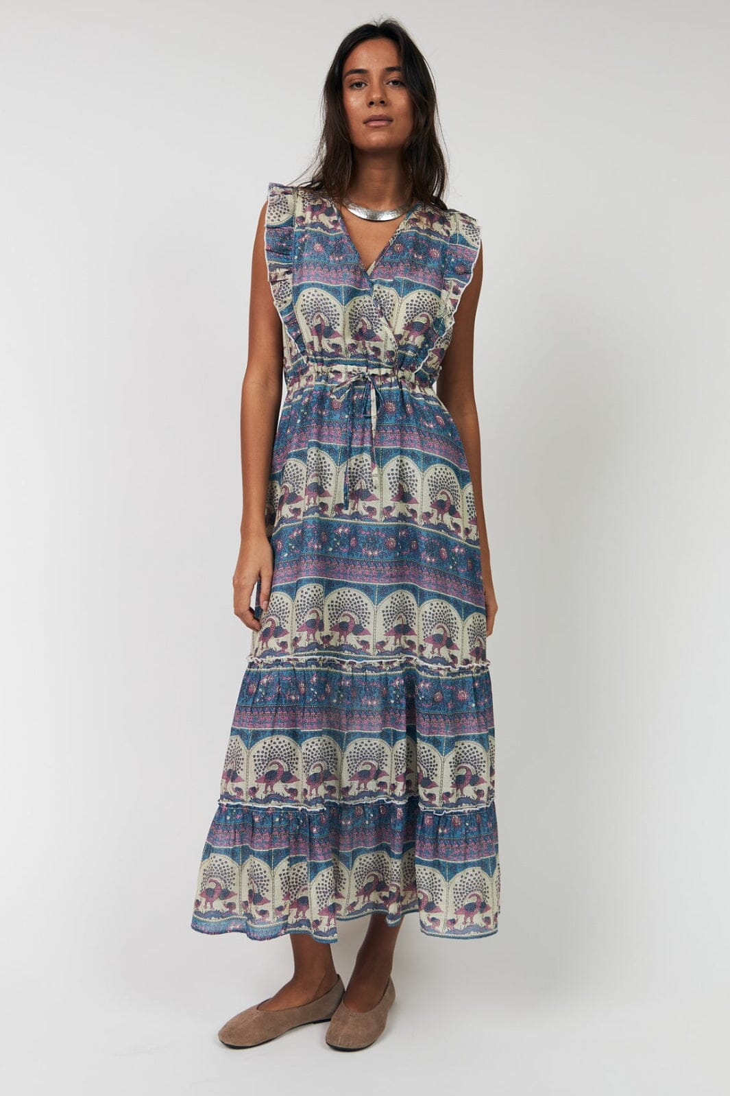 Lollys Laundry - Samoll Midi Dress Sl26177-3046 - 20 20 Blue