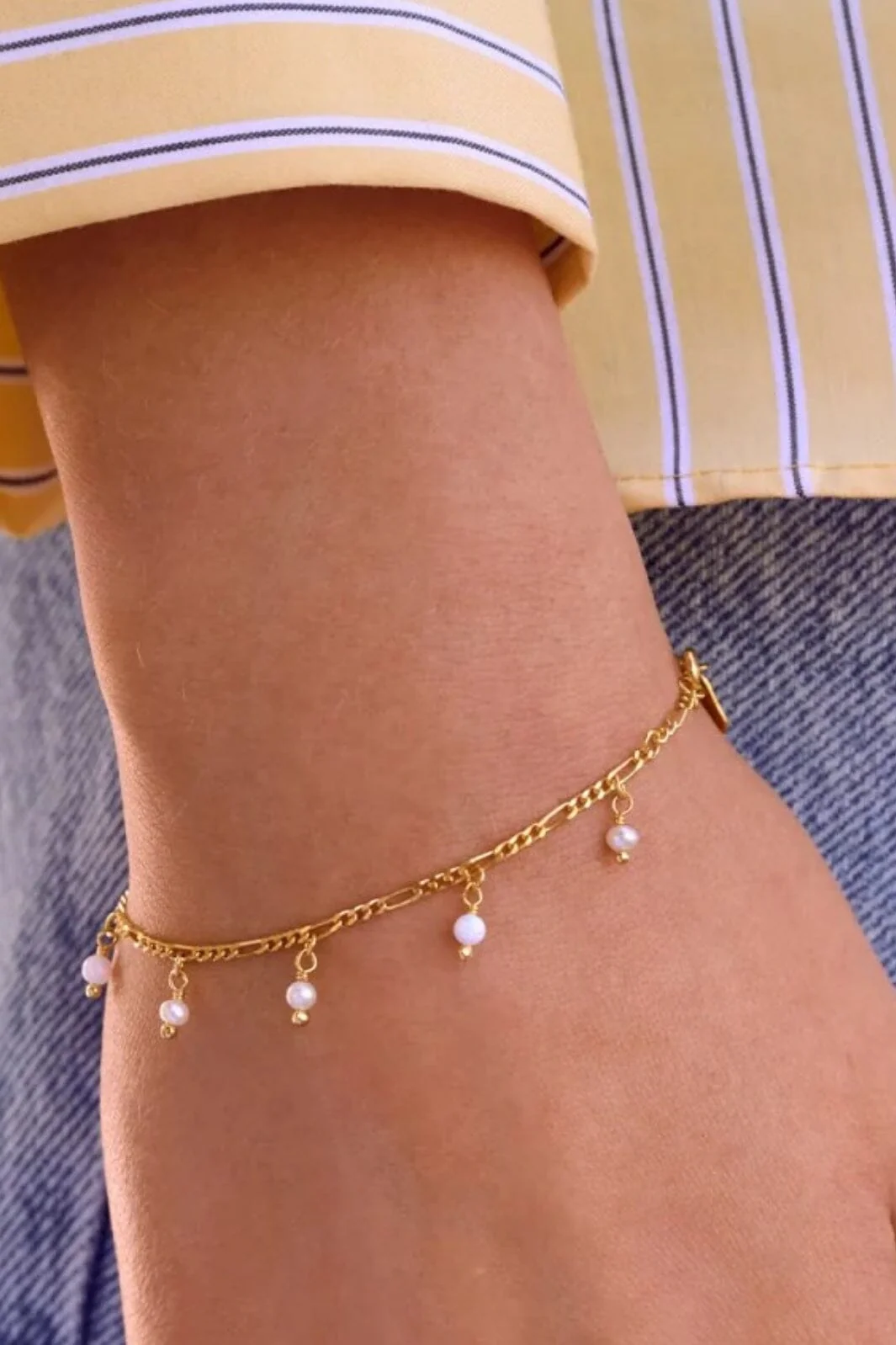 Maanesten - Lula White Bracelet 8519a - Coated With 18k Gold.