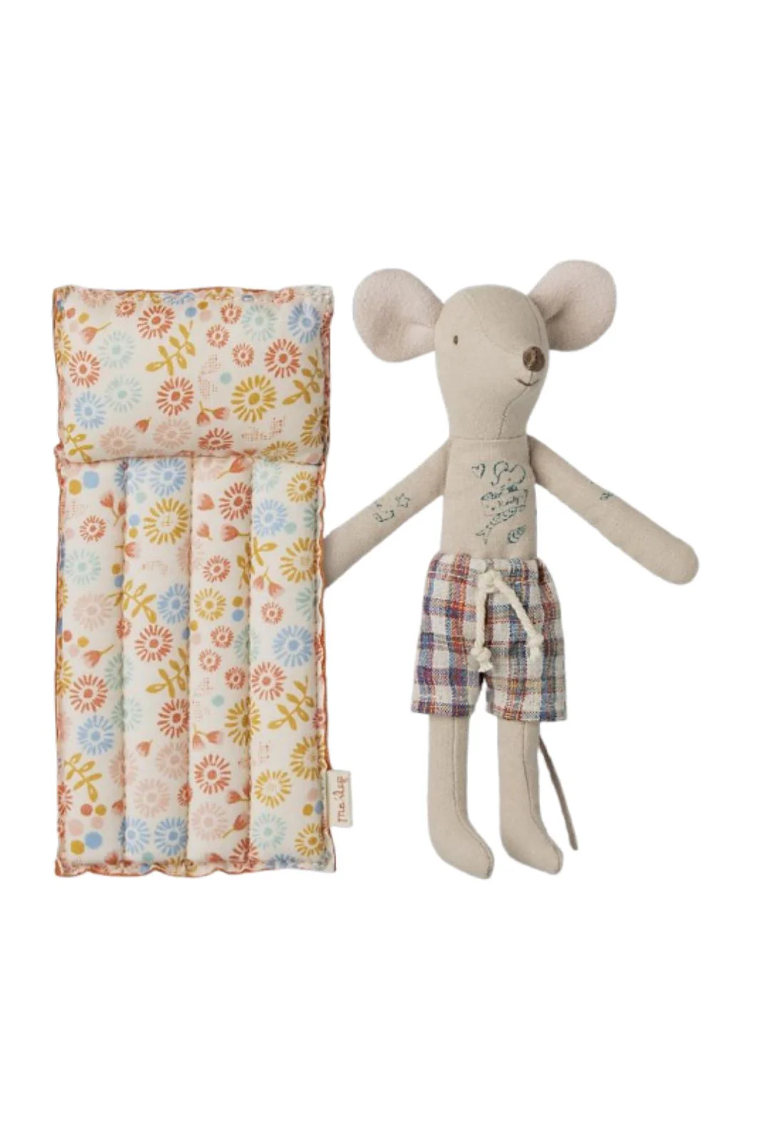 Maileg - Strandmus Med Luftmadras, Far - Blomster - Mum/Dad Mouse