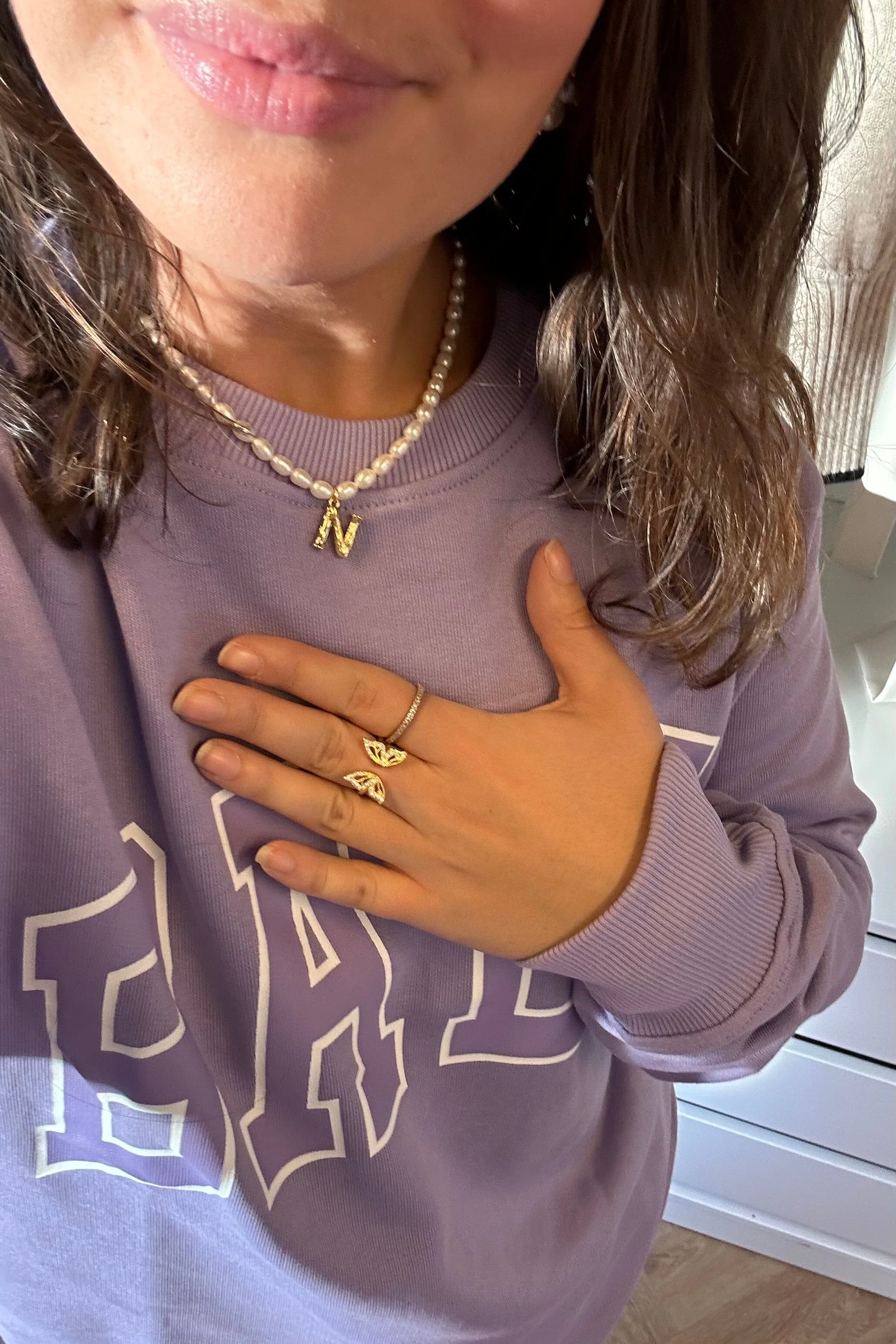 Mellow Moon - Lilli Letter Necklace - Pearl - Image 7