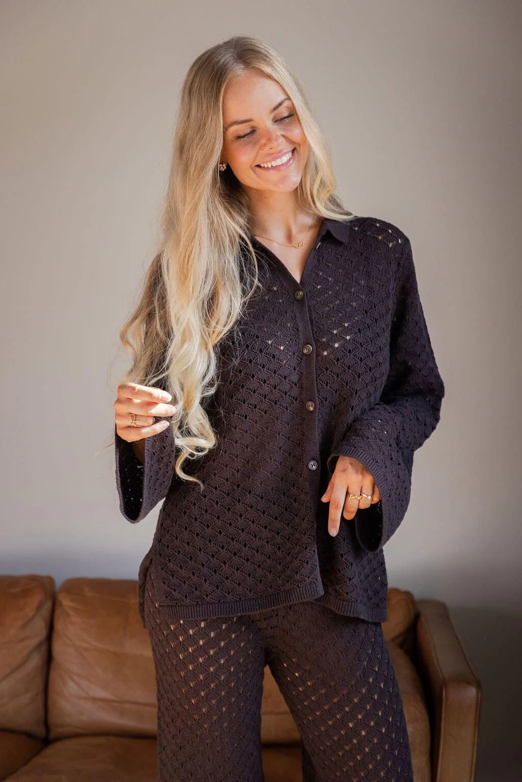 Molly&My x Julie Elgaard - Elina Knit Blouse 167102 - 676 - Dark Brown - Image 5