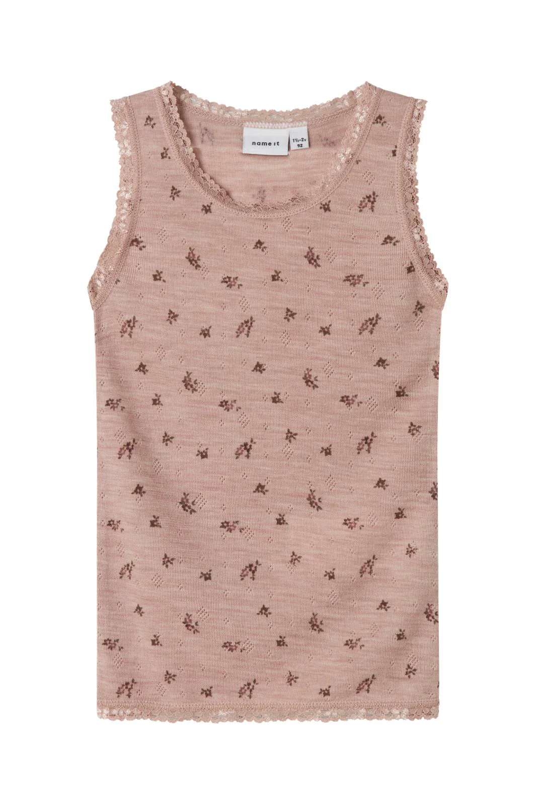 Name It - Nmfwang Wool Needle Tank Top - 4737134 Shadow Gray Small Flowers