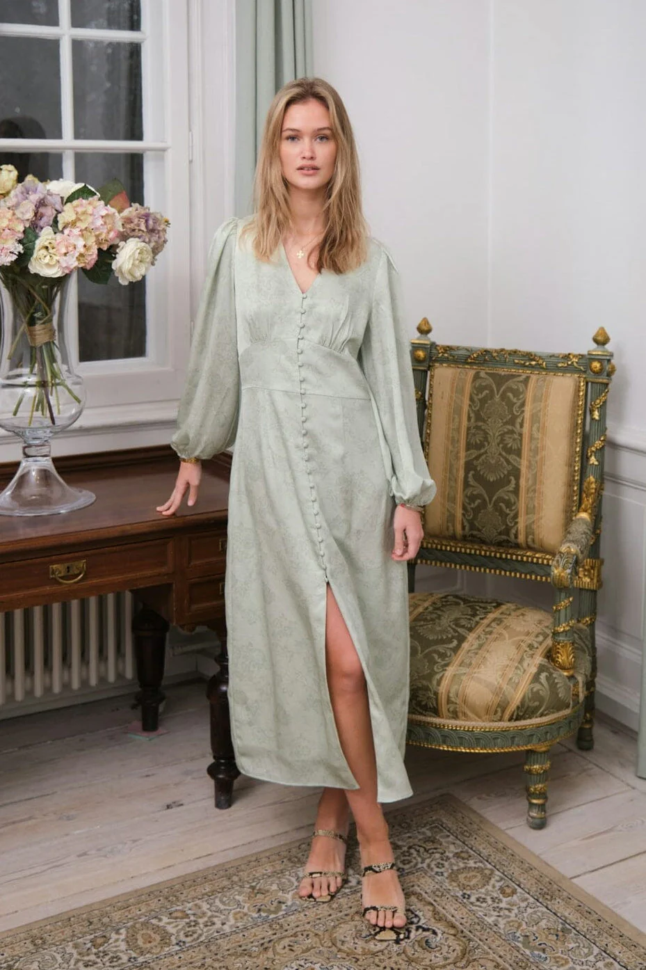 Neo Noir - Alto Pattern Sateen Dress 166828 - 154 - Light Green - Image 2