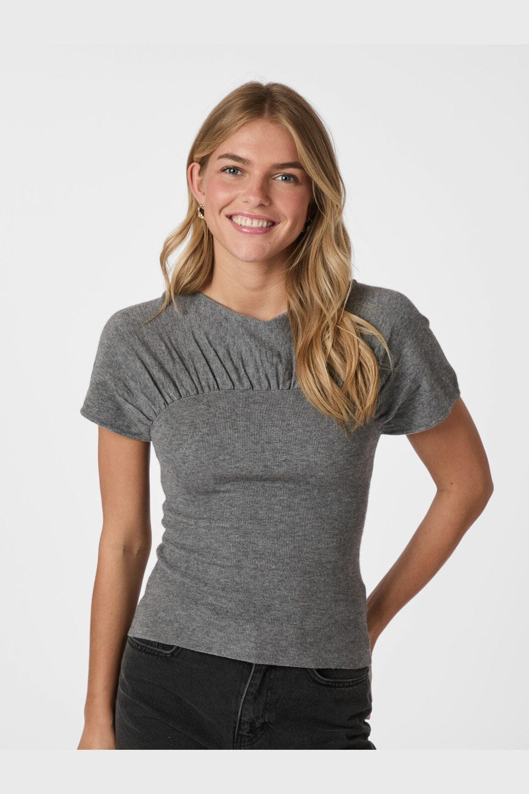 Neo Noir - Anthea Knit Top 165751 - 107 - Dark Grey Melange - Image 5