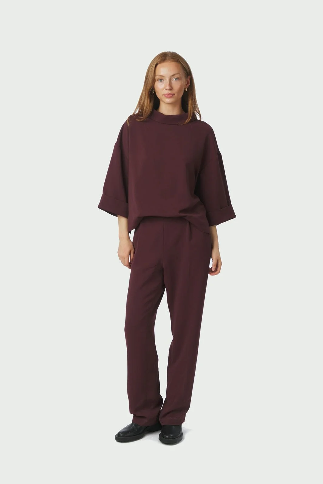 Neo Noir - Arlo Crepe Jumpsuit 160807 - 174 - Burgundy - Image 5