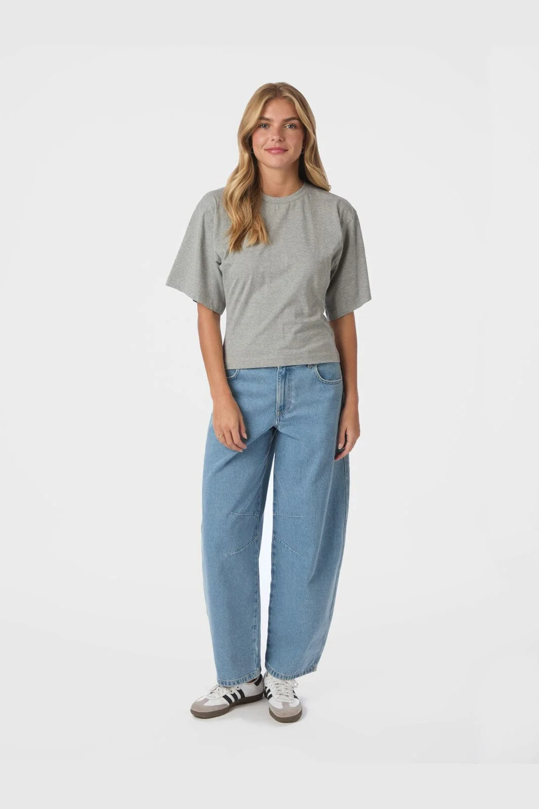 Neo Noir - Asha Boxy Tee 164418 - 133 - Grey Melange - Image 5