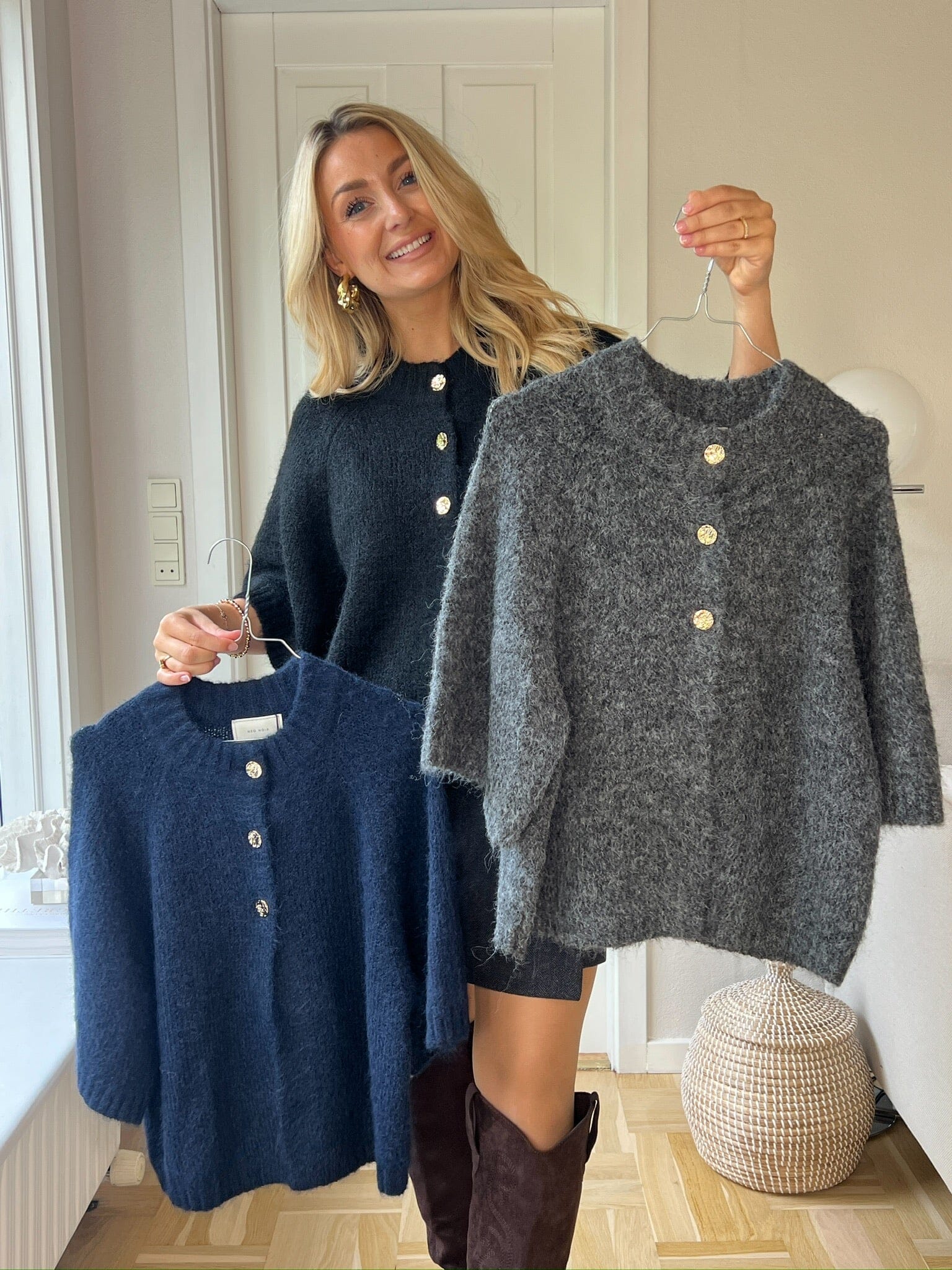 Neo Noir - Benuta Fluffy Knit Cardigan 165816 - 136 - Antracit Melange - Image 11