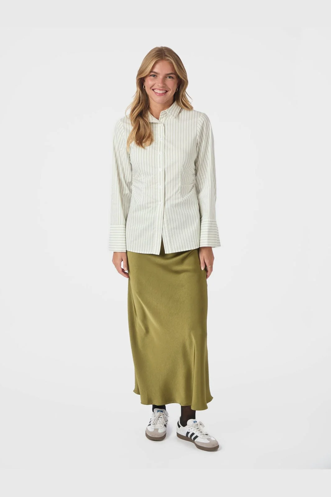Neo Noir - Caroli Stripe Shirt 166107 - 723 - Dusty Green - Image 7