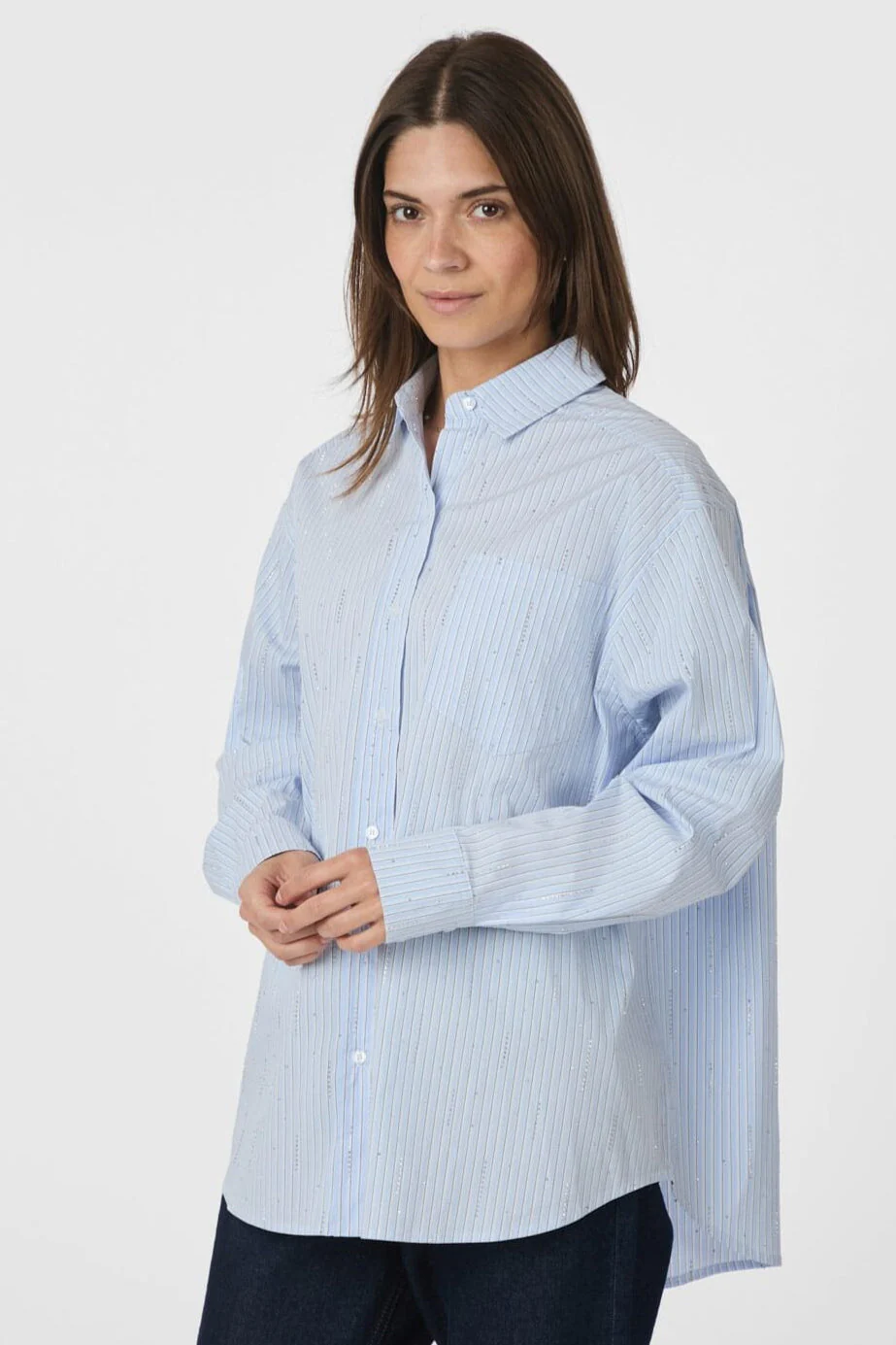 Neo Noir - Dalma Pattern Stone Shirt 166110 - 665 - Light Blue Stripe - Image 3