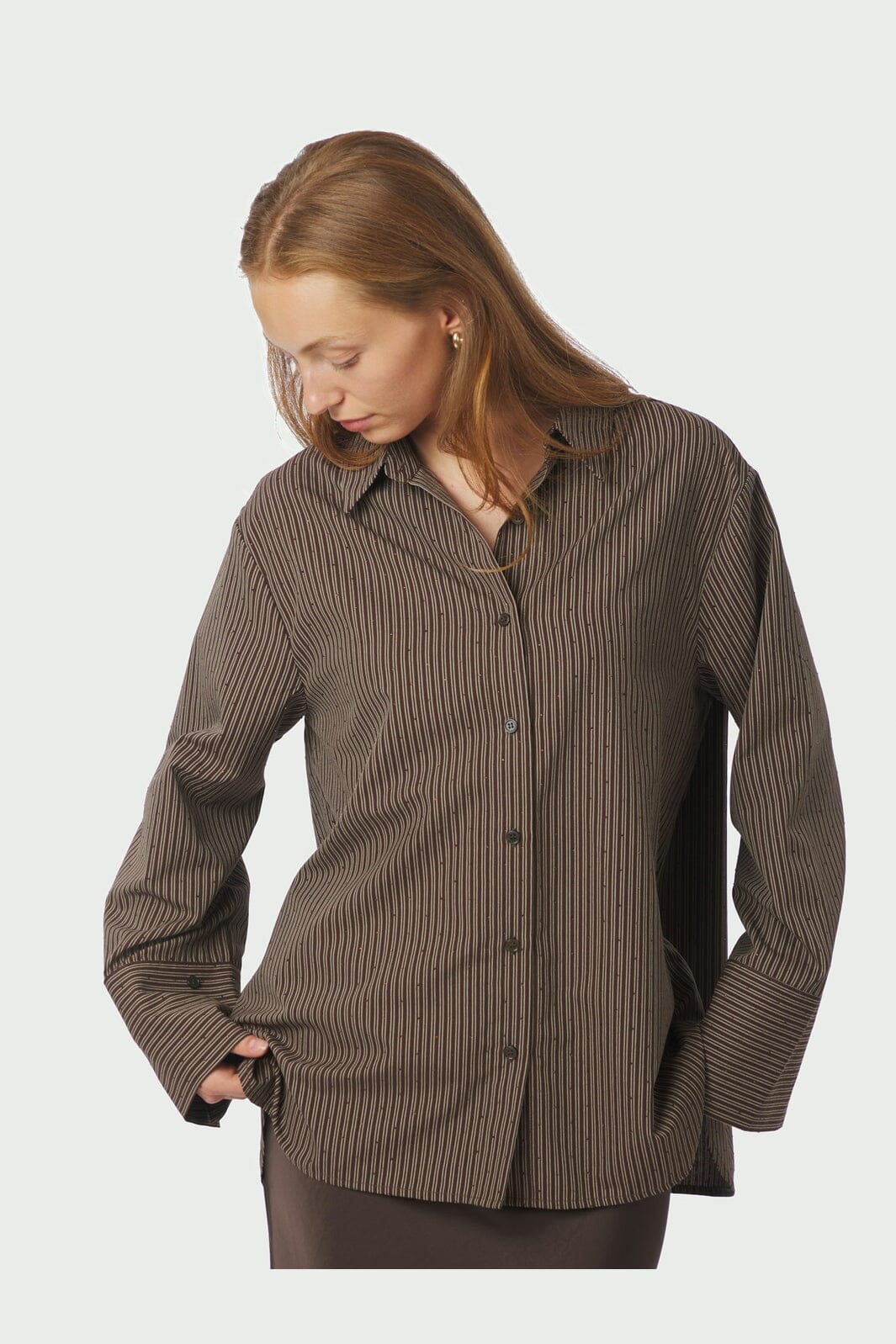Neo Noir - Dita Striped Line Shirt 166888 - 676 - Dark Brown - Image 5