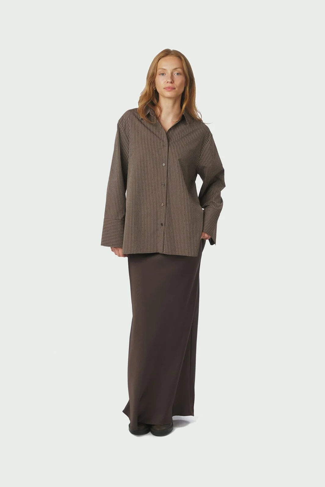 Neo Noir - Dita Striped Line Shirt 166888 - 676 - Dark Brown - Image 7