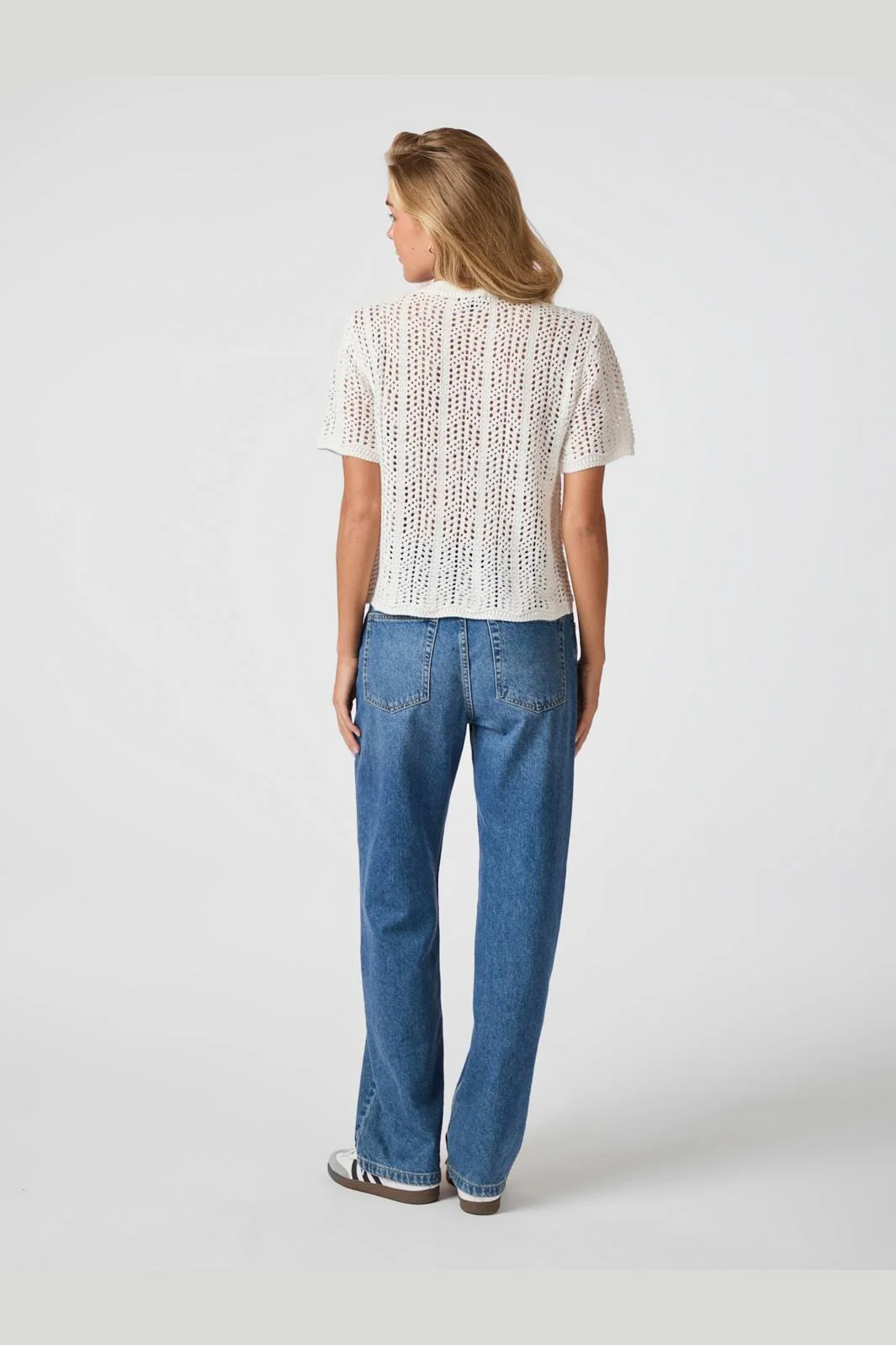 Neo Noir - Ellen Crochet Knit Cardigan 161641 - 120 - White - Image 5