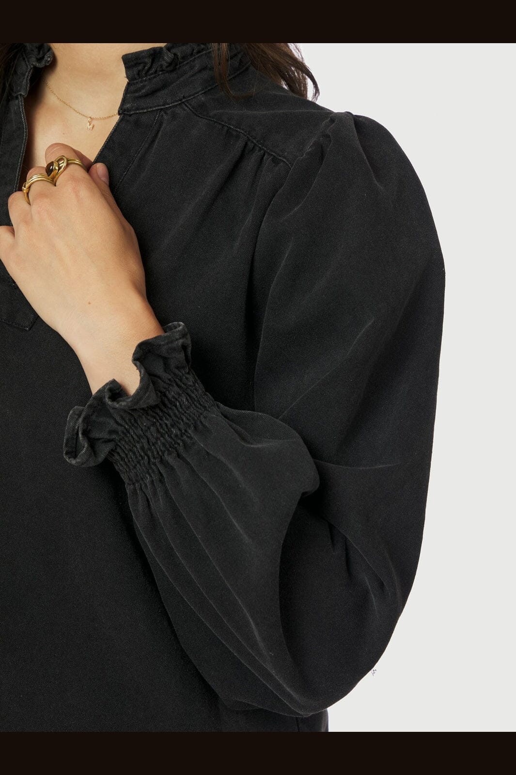 Neo Noir - Emmeline Denim Blouse 164434 - 100 - Black - Image 8