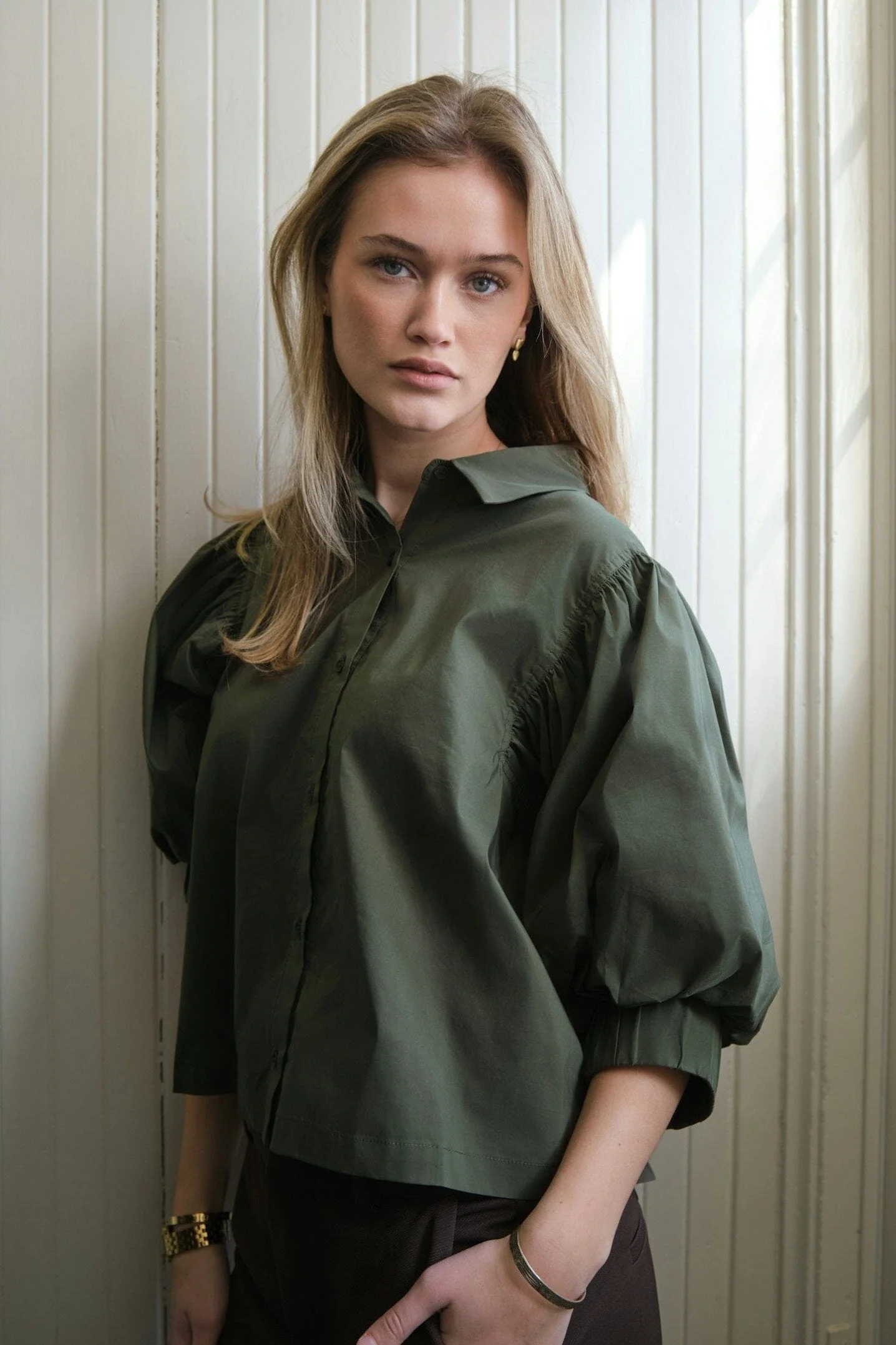 Neo Noir - Etta Poplin Shirt 168089 - 151 - Army - Image 2