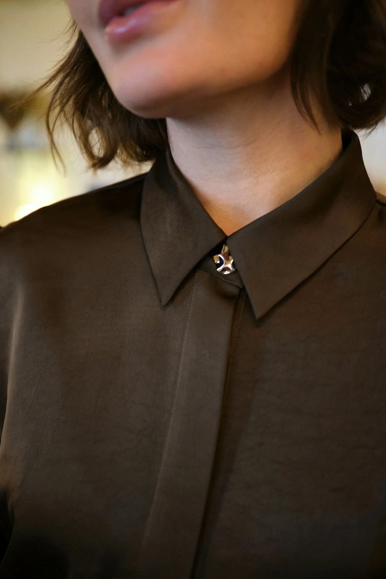 Neo Noir - Fransala Heavy Sateen Shirt 166635 - 676 - Dark Brown - Image 2