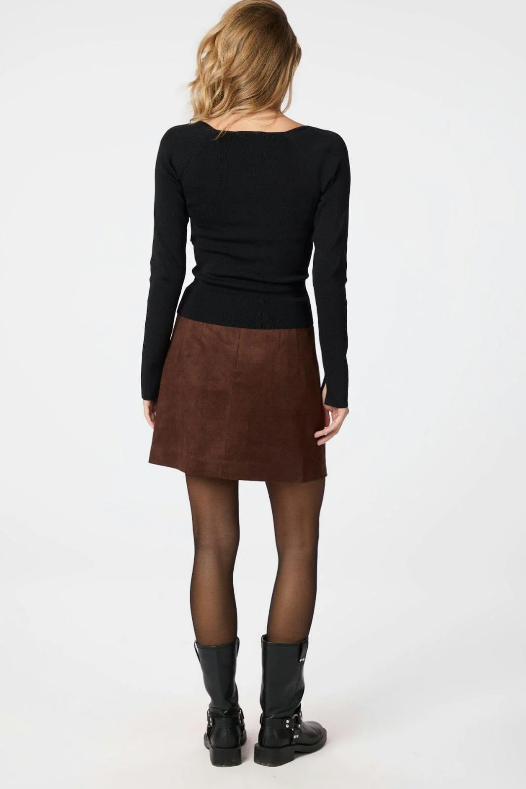 Neo Noir - Hemie Imitated Suede Skirt 165112 - 210 - Brown - Image 9