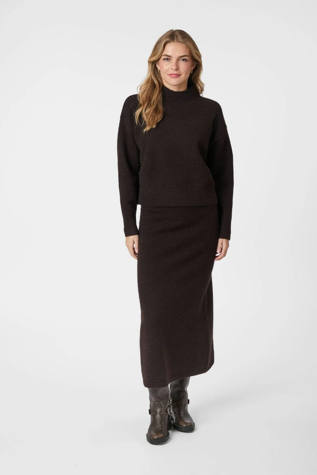 Neo Noir - Hynne Knit Skirt 165392 - 676 - Dark Brown - Image 4