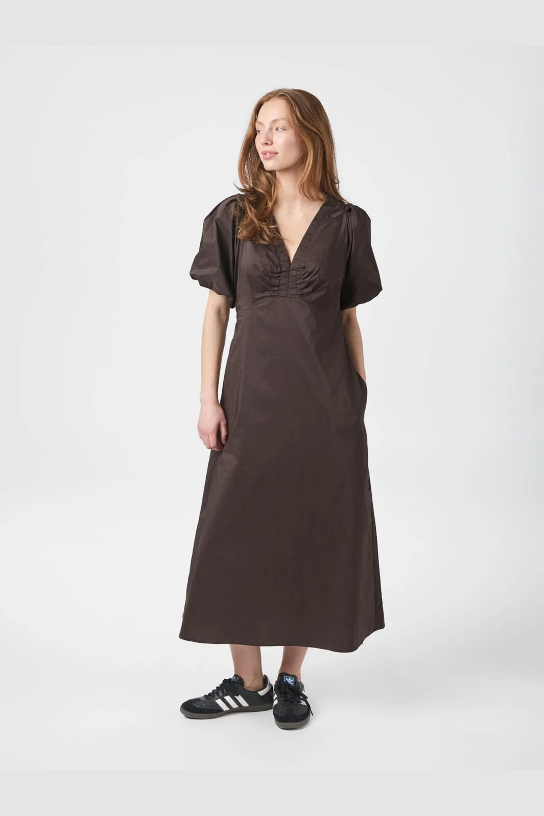 Neo Noir - Illana Poplin Dress 160660 - 584 - Chocolate Brown - Image 2
